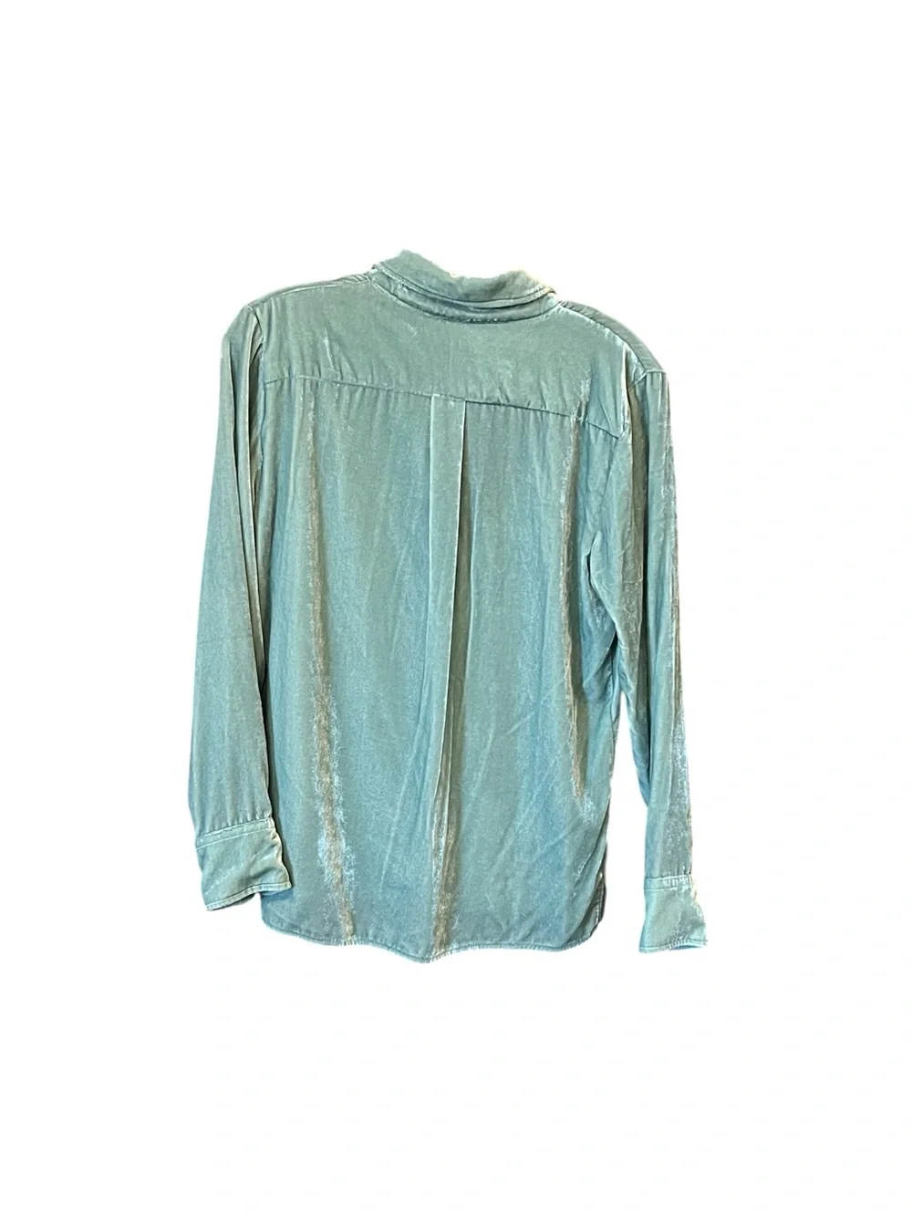 J.Crew Metallic Aqua Popover Blouse XS Long Sleeve Shimmer Career Party Top